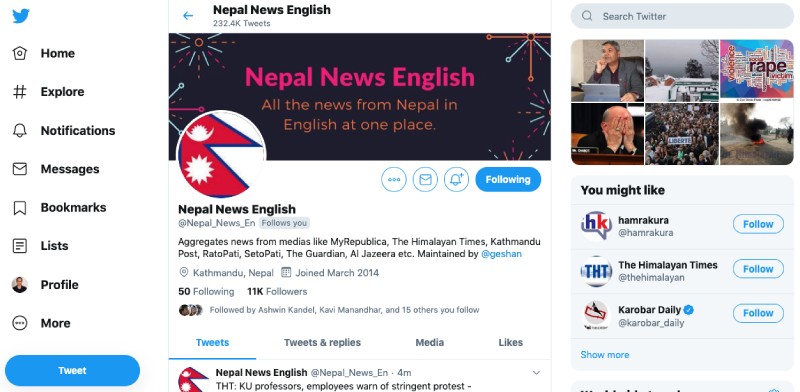 My side project Nepal News English has 11K followers on twitter