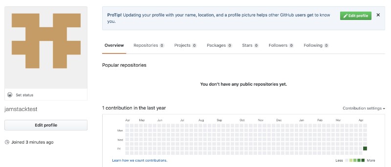 Your Github profile, looks pretty empty for now :)