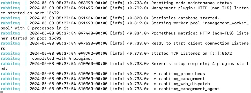 RabbitMQ running locally - with docker compose up