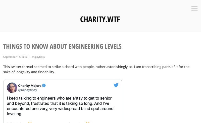 Engineering Levels by Charity Majors