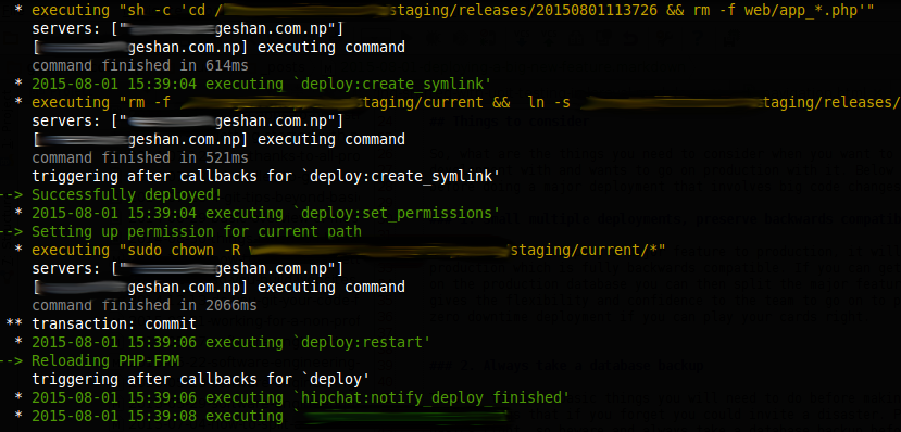 Deployment success with Capistrano