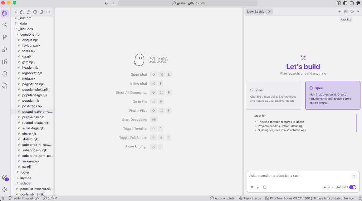 AWS Kiro with the blog open