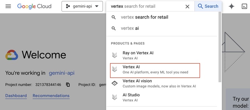 Search vertex on GCP console