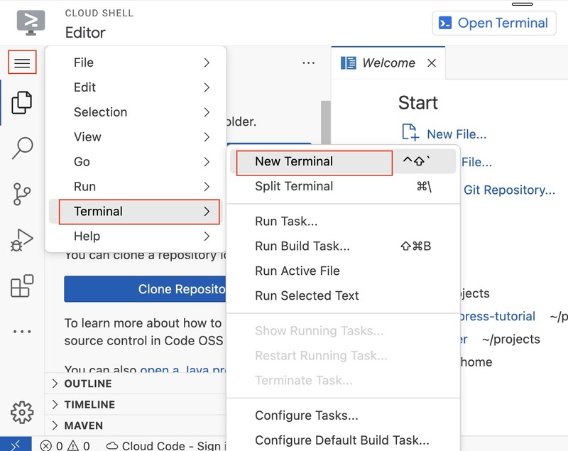 Open terminal in editor