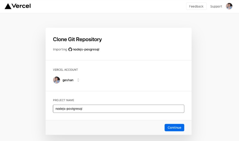 Link up Node.js App Github Repo with Vercel