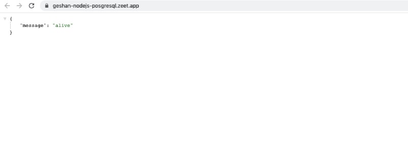 Node.js app running on Zeet