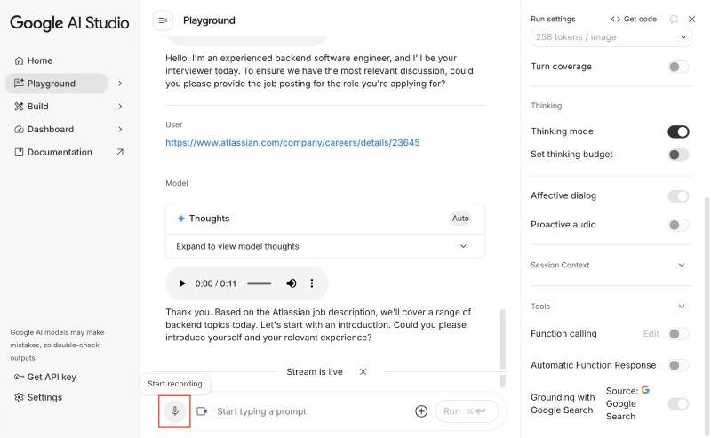 Giving your backend engineer introduction using the Gemini Live interviewer prompt Giving your backend engineer introduction using the Gemini Live interviewer prompt