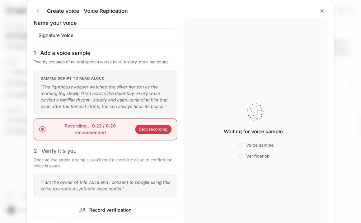 Name and record your voice in Google AI Studio Name and record your voice in Google AI Studio
