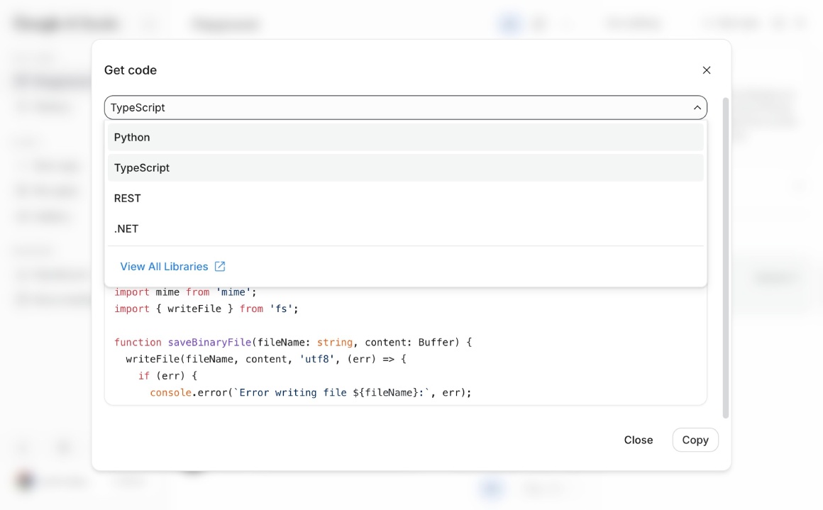 Gemini text to speech code example in Python, TypeScript, and .NET Gemini text to speech code example in Python, TypeScript, and .NET