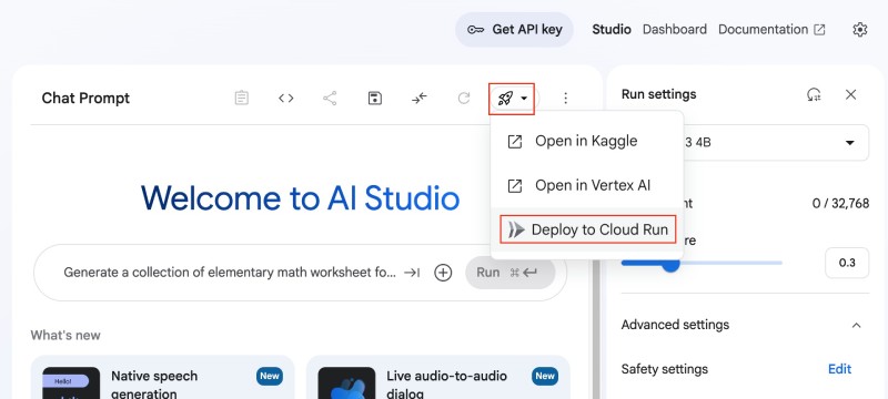 Deploy Gemma 3 to Google Cloud Run from AI Studio Deploy Gemma 3 to Google Cloud Run from AI Studio