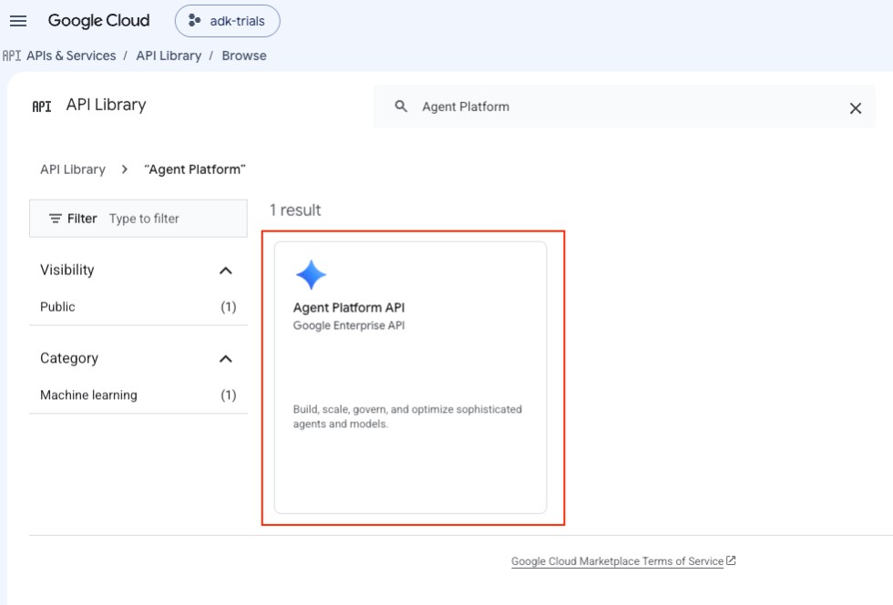 Searching for Agent Platform API
