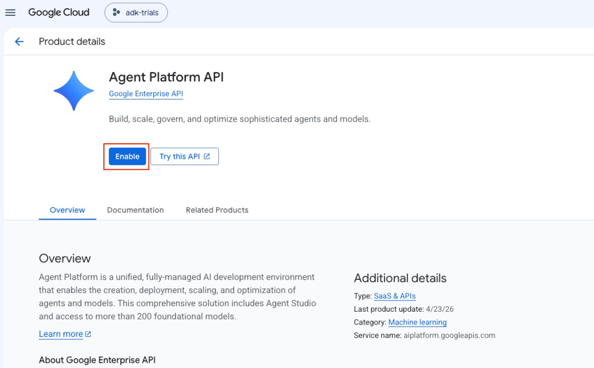 Enabling Agent Platform API