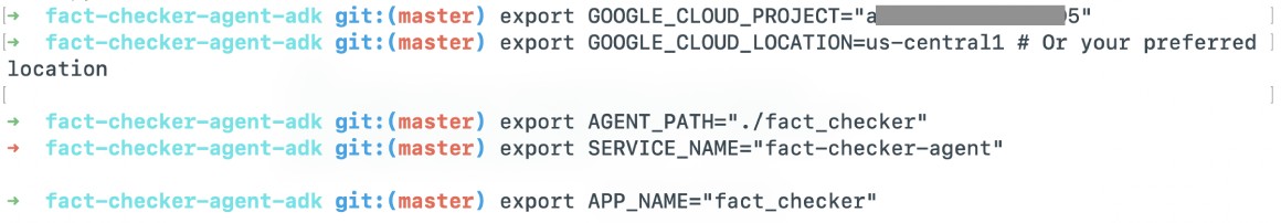 Setting environment variables for ADK deployment