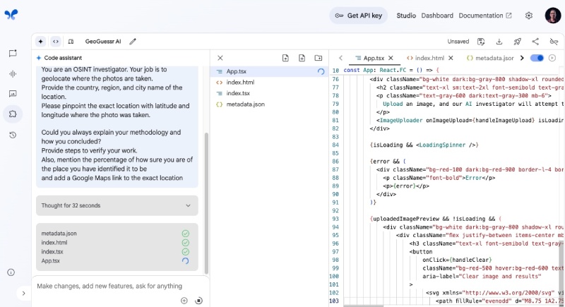 It thinks for some time (under a minute) an the starts creating the files for the Javascript (React, vite) app It thinks for some time (under a minute) an the starts creating the files for the Javascript (React, vite) app