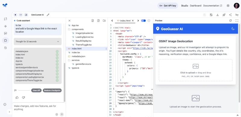 In a couple of minutes the React, Vite app is created with Tailwind CSS styling that can guess the geo location for a given picture, it also has a dark and light theme switcher In a couple of minutes the React, Vite app is created with Tailwind CSS styling that can guess the geo location for a given picture, it also has a dark and light theme switcher