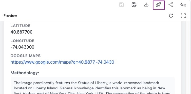 Click deploy icon on top of the Preview section in Google AI Studio Build page Click deploy icon on top of the Preview section in Google AI Studio Build page