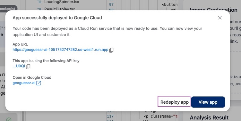 Redeploy the app on the same project to get the new change Redeploy the app on the same project to get the new change