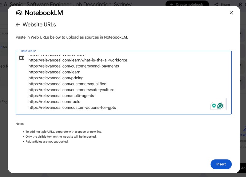 Adding multiple URLs as sources in NotebookLM Adding multiple URLs as sources in NotebookLM