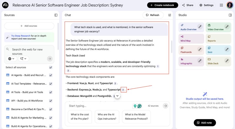 NotebookLM answering questions with citations NotebookLM answering questions with citations