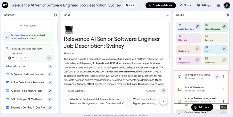 NotebookLM most feature used and notes generated NotebookLM most feature used and notes generated