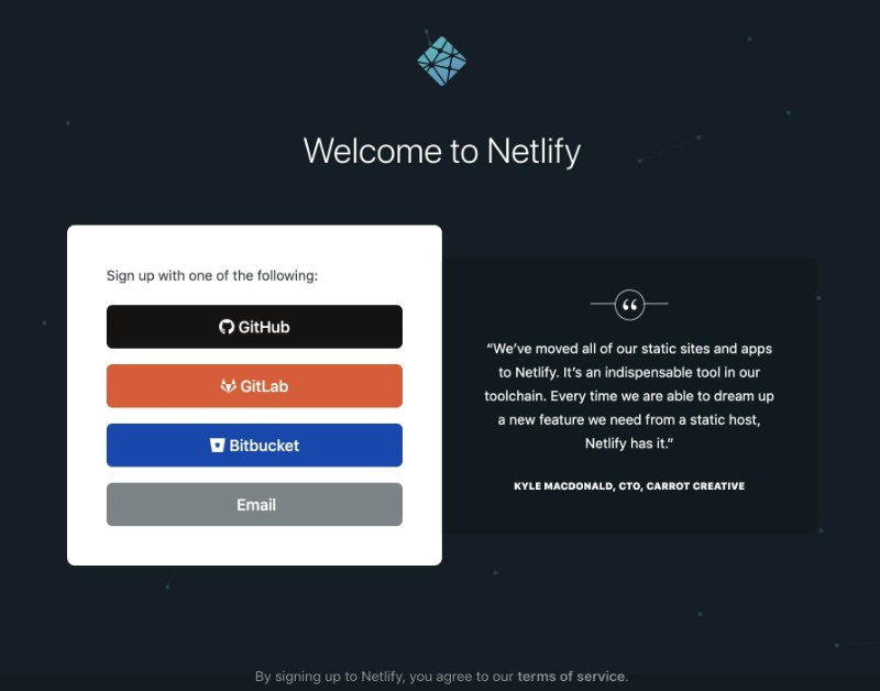 Netlify Signup Page