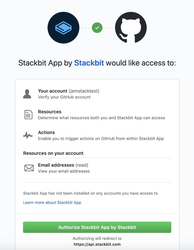 Authorize Stackbit on Github