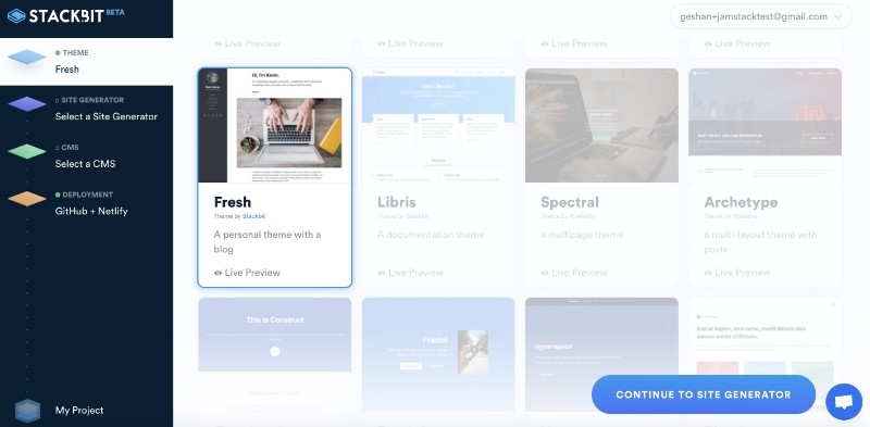 Choose Fresh as your website theme