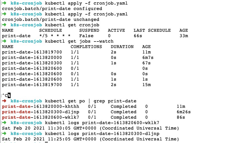 Kubernetes cron job a better example - optimally configured