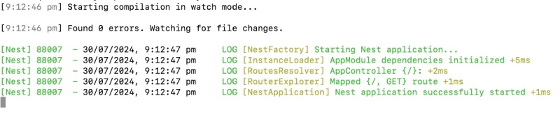 Nest.js npm run start:dev output