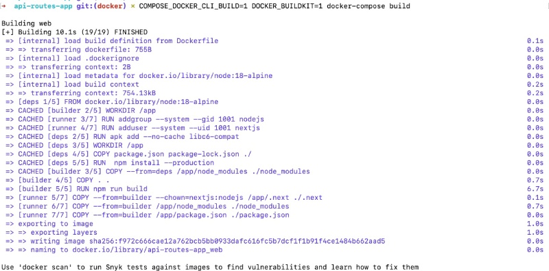 Next.js Docker build com kit de composição e compilação do Docker