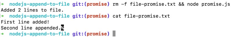 Append contents to a file using Node.js with Promise and async-await