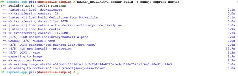 Docker build output with buildkit use