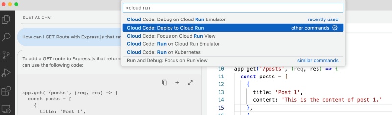 Duet AI integrated with Cloud Run