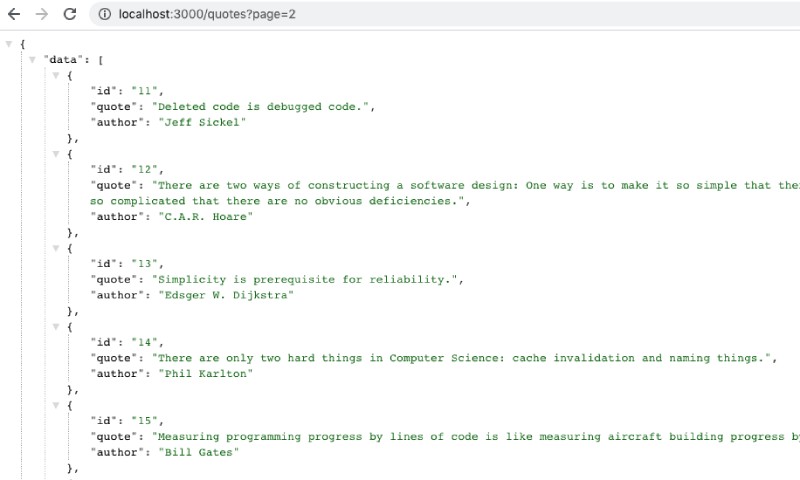 Quotes on page 2 fetched dynamically from the database table
