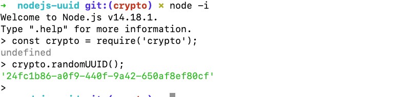 Generate UUID with Node.js native crypto module