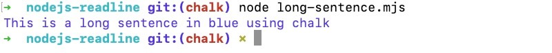 Blue text with NPM chalk multiple parameters