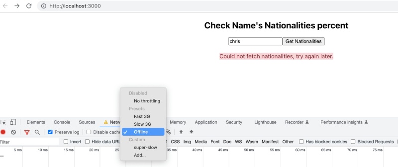 Name to nationalities guessing App in error mode
