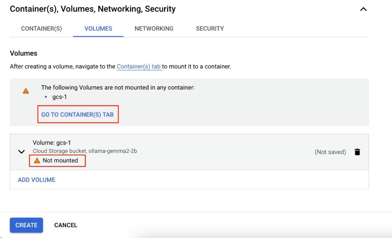 Cloud Run GCS volume linked but not mounted