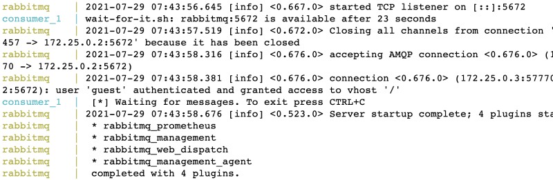 Node.js consumer waiting for RabbitMQ to start with Docker compose