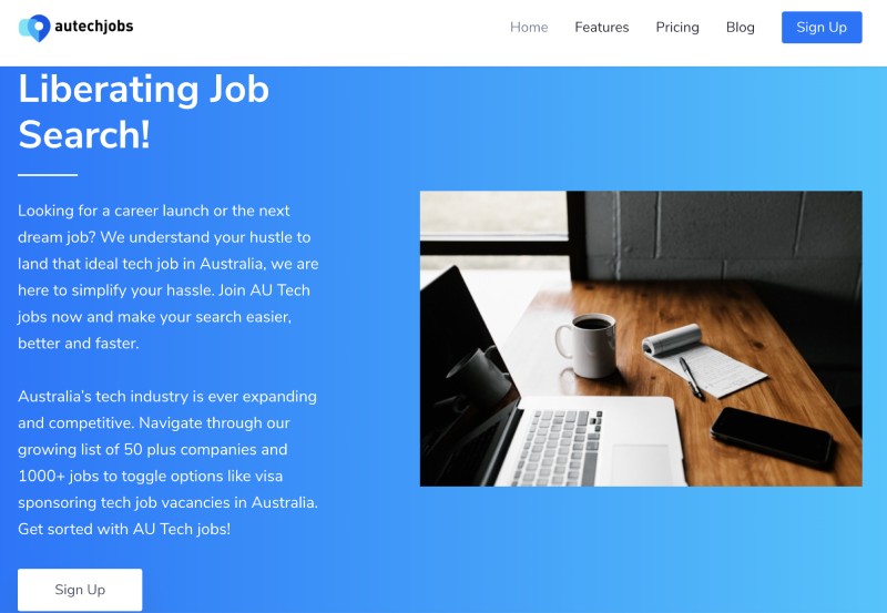 AU Tech Jobs homepage