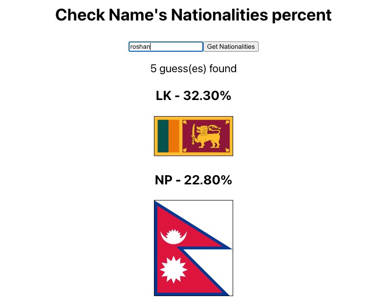 Name to nationality guessing app using React.js