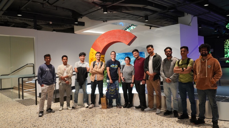 Random photo infront of the Google logo in one of the GDG Cloud Sydney meetups
