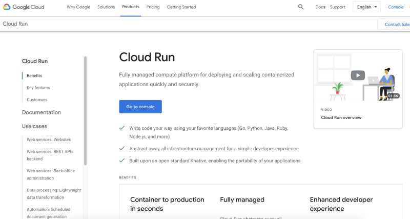 Serverless containers on cloud run