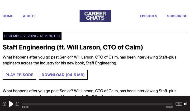 Staff Engineering Podcast featuring Will Larson