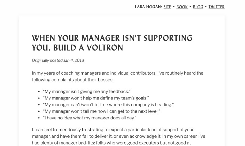 Manager Voltron by Lara Hogan