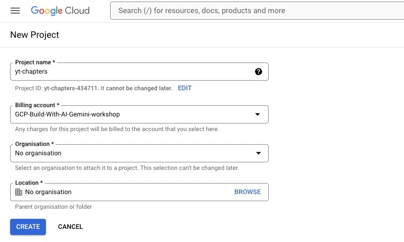 How to create a YouTube video chapters' timings generator using Gemini over Vertex AI